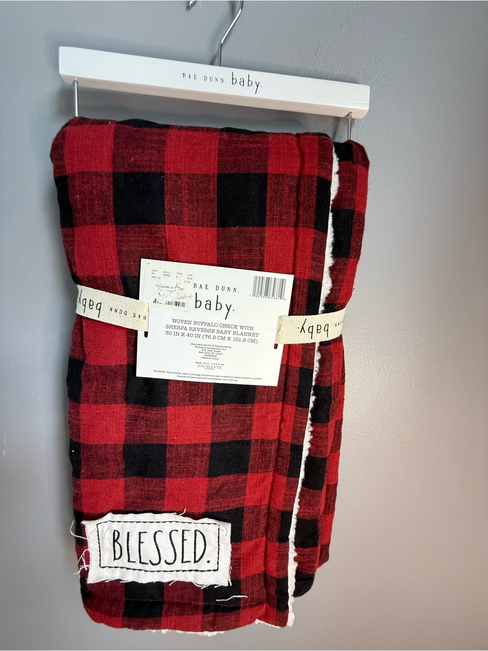 Cozy Comfort: Rae Dunn Baby Woven Buffalo Check Sherpa blanket